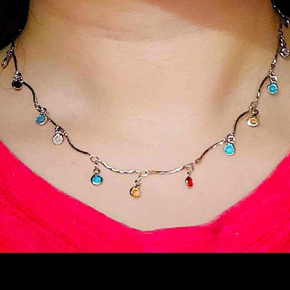 Sterling Silver Plated Gemstone Drop Necklace - Picture 5 of 9